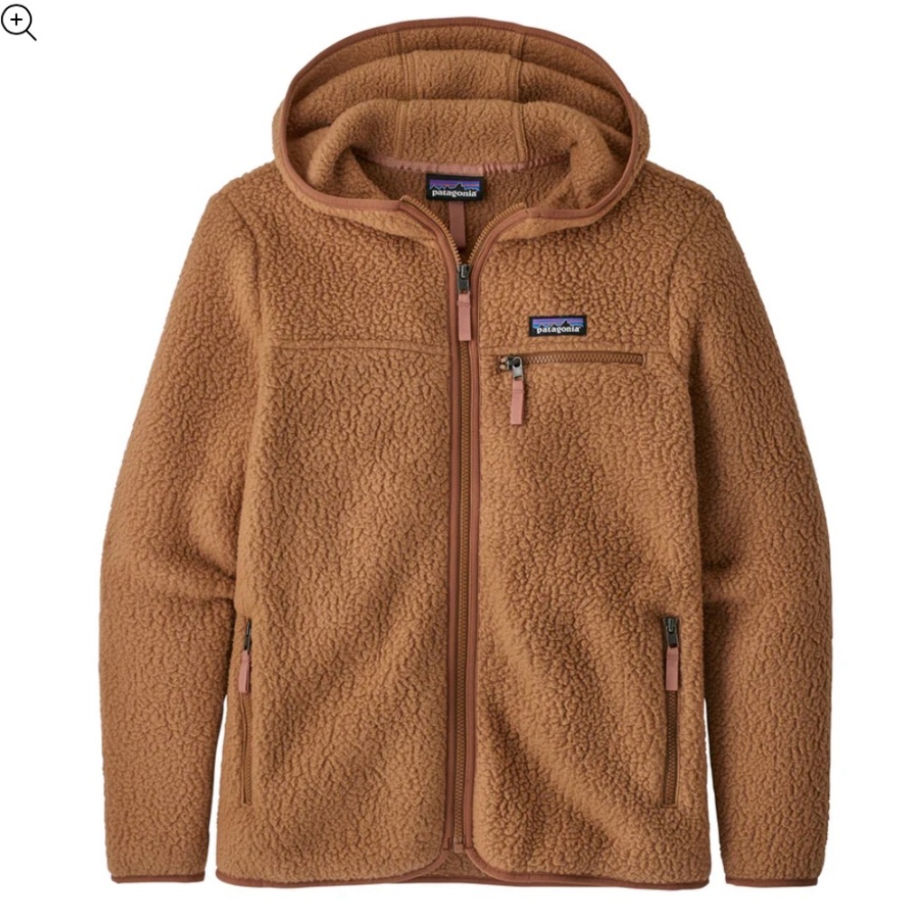 Beech Brown Retro Pile Hooded Fleece
